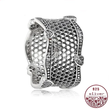 

Italian crafts 100% 925 silver black gold plated honeycomb luxury female elegant retro court style female cubic zirconia ring