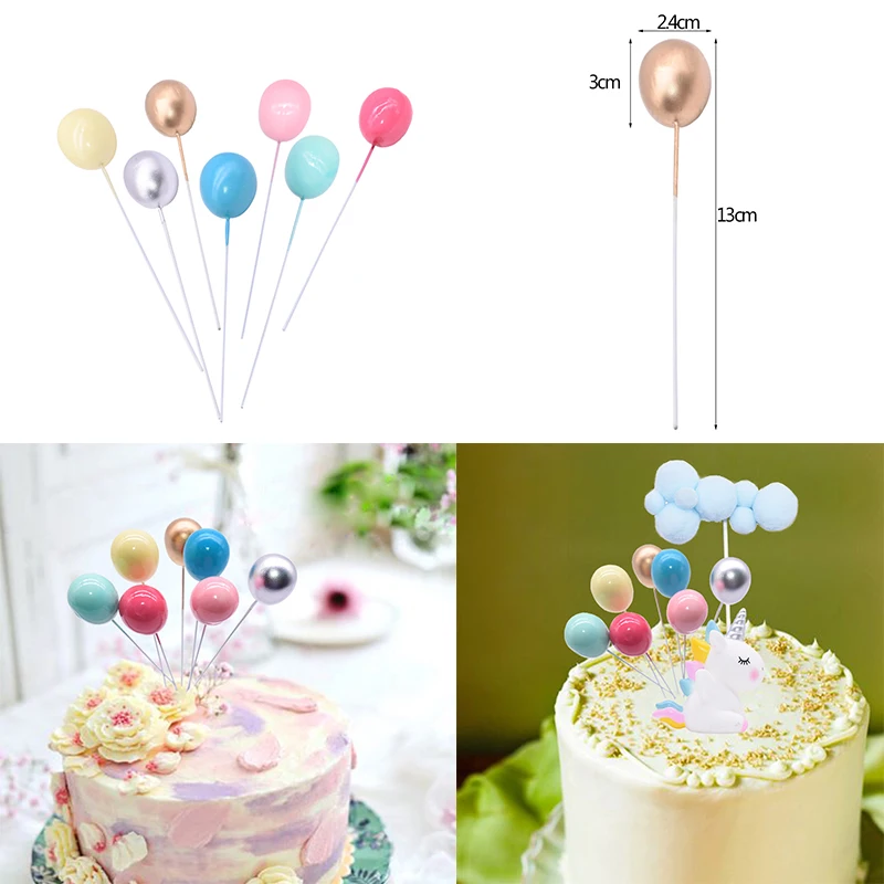 

6pcs/12pcs Cake Toppers Creative Small Balloons Cake Decor Cards Three-dimensional Colorful Balloon Birthday Baking Cake Inserts