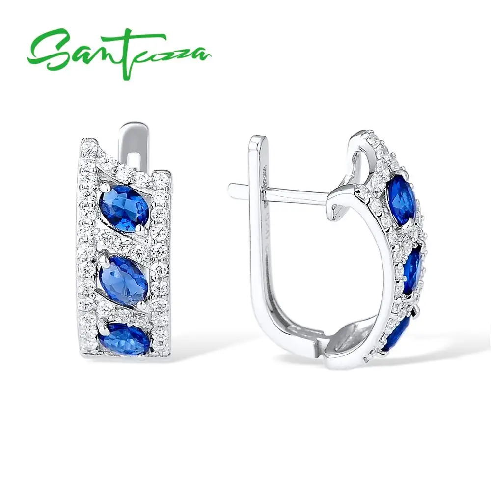 SANTUZZA серебряные серьги для женщин 925 пробы серебряные серьги-клипс Серебро 925 с камнями Кубический Цирконий brincos Ювелирные Изделия