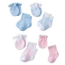 4 пар/уп. модные детские перчатки, Комплект носков, унисекс, для новорожденных, защита лица, противоскользящие теплые перчатки D08C