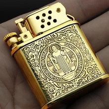 FXGZS Zorro 561 латунная двухсторонняя Лазерная гравировальная керосиновая зажигалка с автоматическим зажиганием