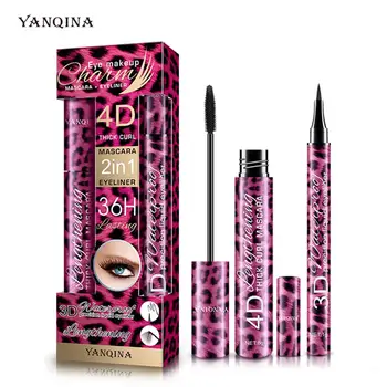 

4D Mascara Eyeliner Set 24h Long Lasting Anti-sweat Silk Fiber Eye Liner Pencil Fashion Eye Makeup