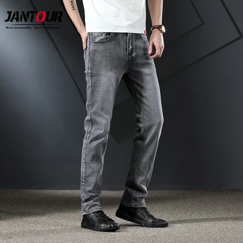 Pantalones vaqueros grises de estilo clásico para hombre, pantalón vaquero elástico suave de negocios, color gris, novedad de verano - AliExpress Ropa hombre