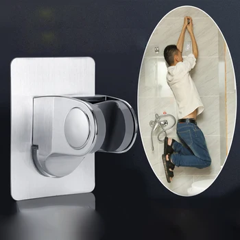 

Adjustable Self-adhesive Handheld Suction Up Chrome Polished Showerhead Holder Wall Mounted Bathroom Shower Holder Bracket