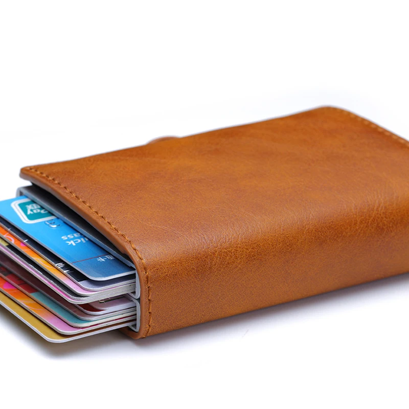 Топ RFID для мужчин кожа ID держатель кредитной карты мужской автоматический