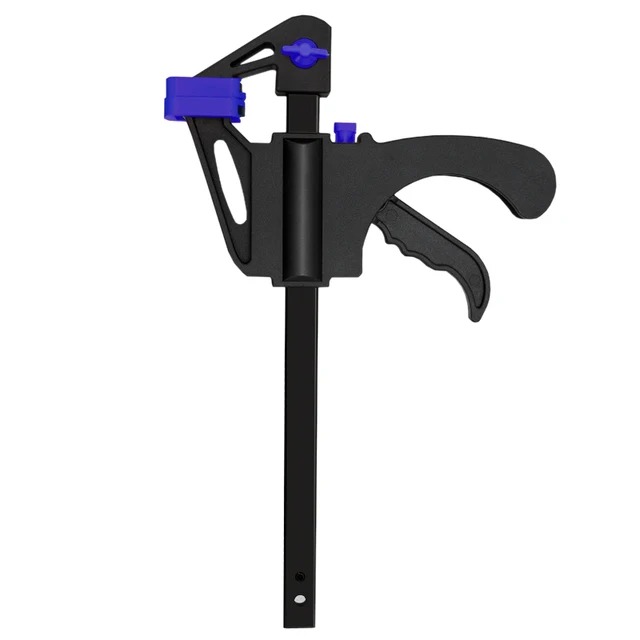 DTBD 4 inch Woodworking Bar F Clamp Clip Hard Grip Quick Ratchet Release DIY Carpentry Hand Vise Tool Blue