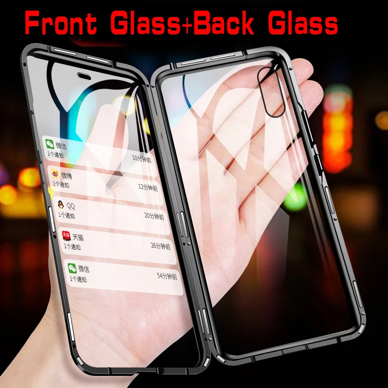 

Front Back Tempered Glass Metal Magnetic Adsorption Case For iPhone 7 8 Plus X XR XS MAX 6 6S Protective Magnet Cover Coque
