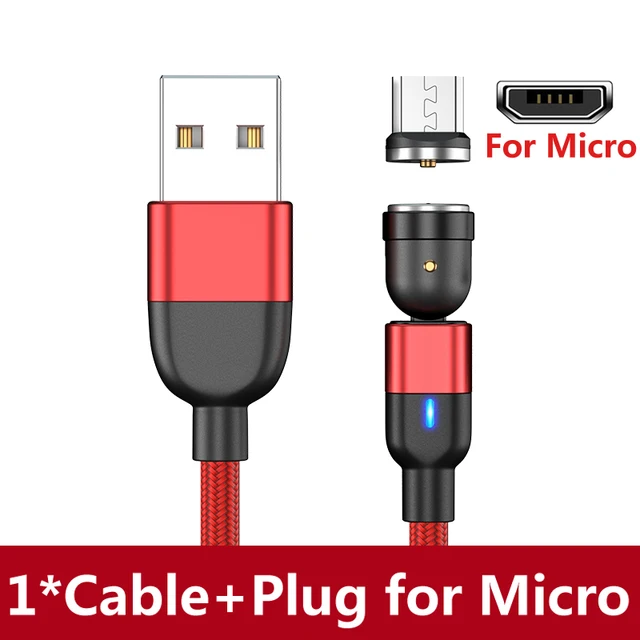 AUFU Magnetic Charging Cable USB Micro Type C Cable Magnet Charger Nylon Braided Cord Mobile Phone Cable For iPhone Samsung Red for Micro