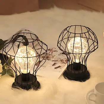 

Retro Wrought Iron LED Table Lamp Creative Bedroom Decorative Night Light