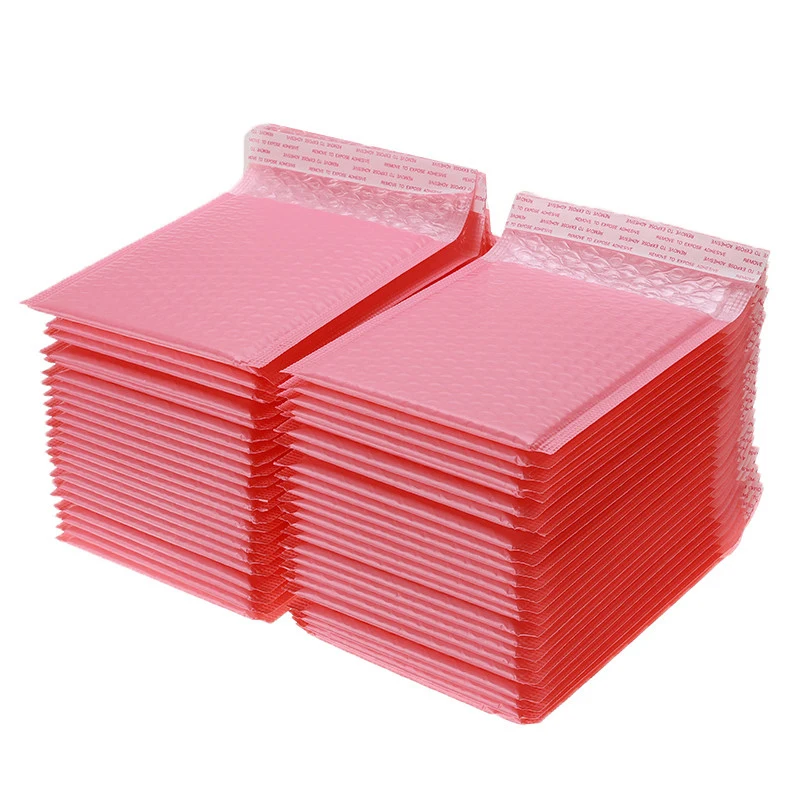 Sobres de burbujas acolchados, autosellados para libros, revistas, rollos, color rosa, para regalo, 50 uds.