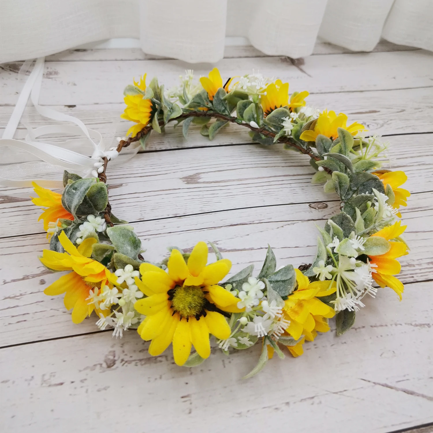 Flor de Girassol Acessórios para o Cabelo Coroa Meninas Bandana Casamento Headwear Feminino Floral Guirlanda Nupcial 3 High Quality Acessórios da Moda