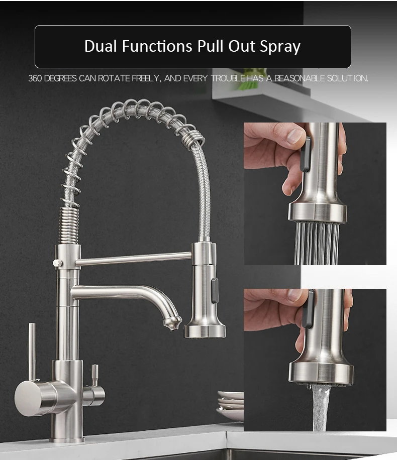Kitchen Filtered Faucet Water Tap Purifier Faucet Dual Sprayer Tap