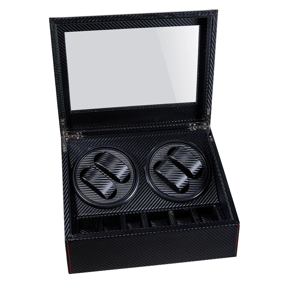 Модная автоматическая коробка для намотки часов черного и коричневого цвета, высококачественный кожаный держатель для хранения, дисплей, коробка для часов, ультра Тихая коробка для шейкера двигателя