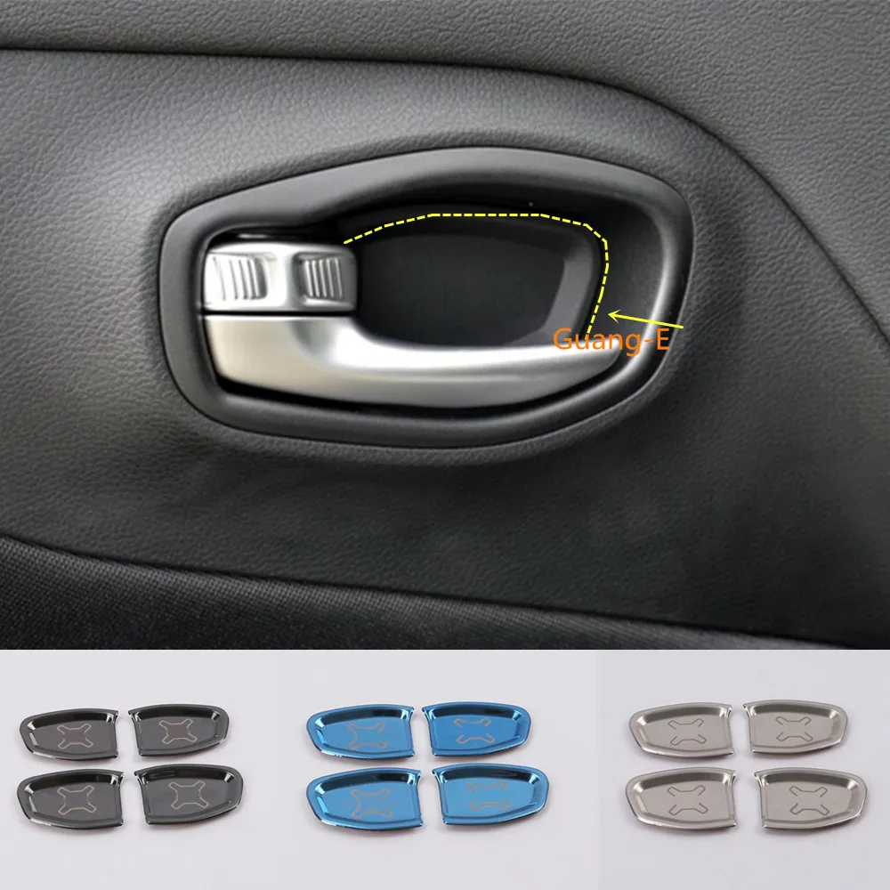 

Car Styling Body Cover Stick Trim Stainless Steel Door Inner Handle Bowl Frame Panel For Jeep Renegade 2016 2017 2018