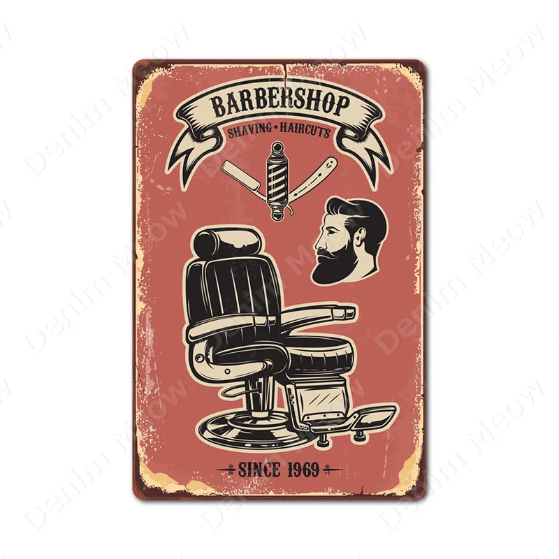 stile vintage Pharmacie Centrale Barber Shop Targa in metallo 20,5 x 30,5 cm 