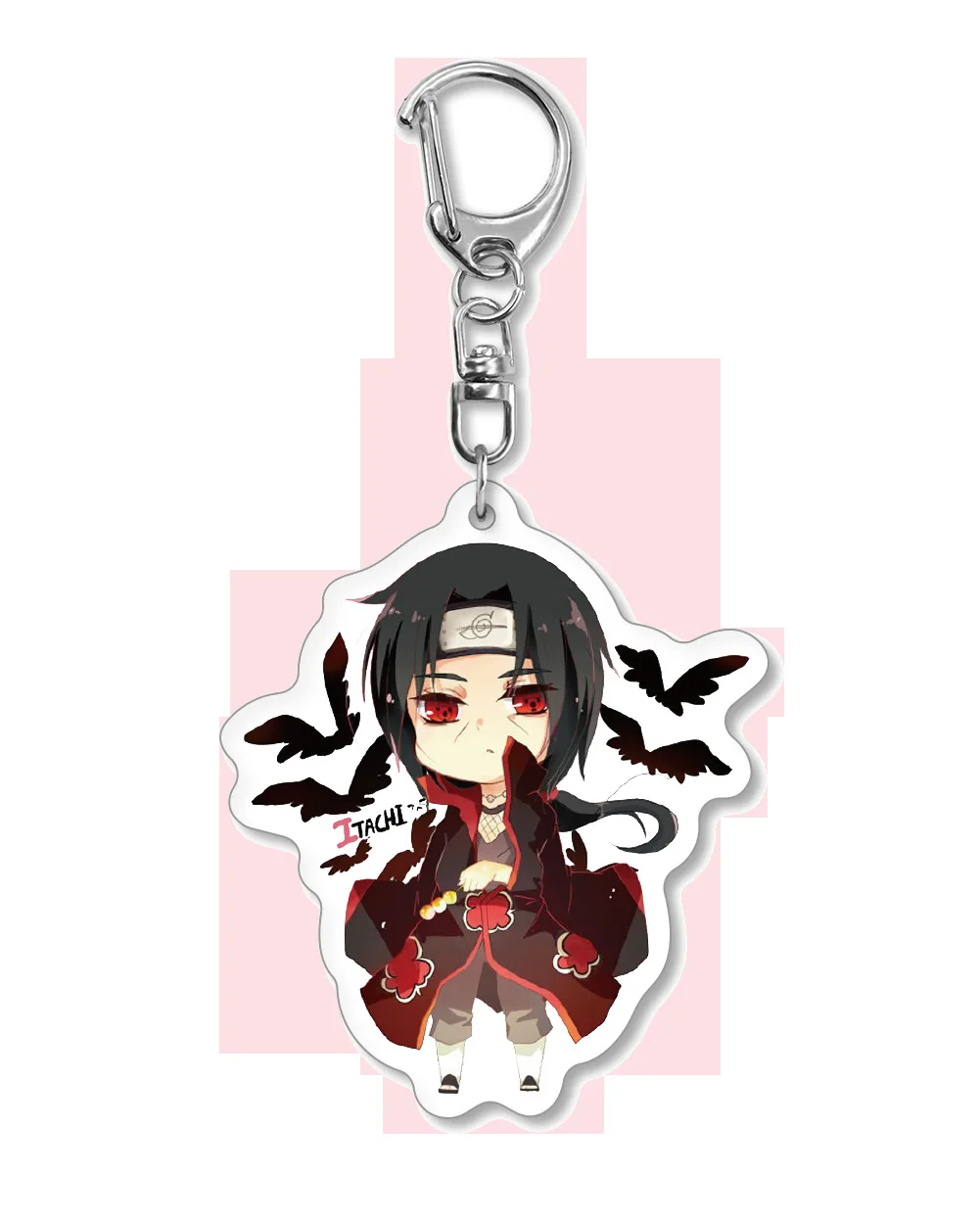 20Pcs/Lot Cartoon Anime Acrylic Keychain Uchiha Sasuke Hatake Kakashi Figure Pendant Keyring Jewelry Wholesale