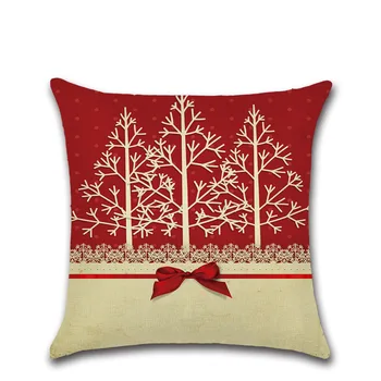 

Christmas Theme Linen Sofa Decorative Christmas Tree Cushion Cover Pillow Cover 45*45cm