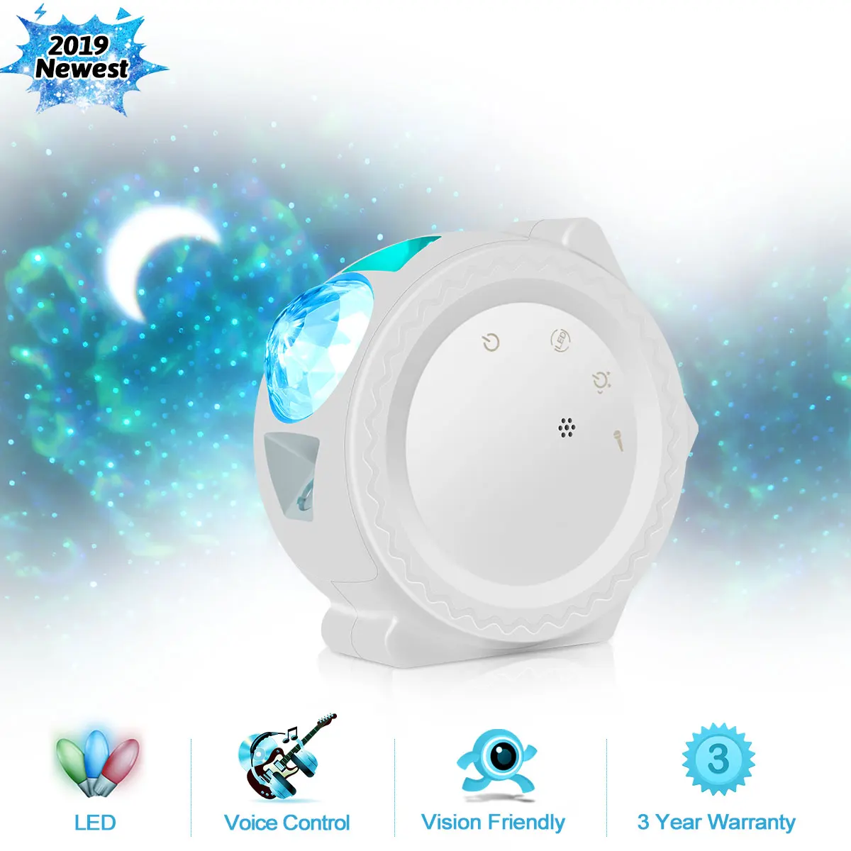 

LED Starry Sky Projector Light 6 Colors Ocean Waving Light 360 Degree Rotation Night Light For Christmas New Year Party Decor