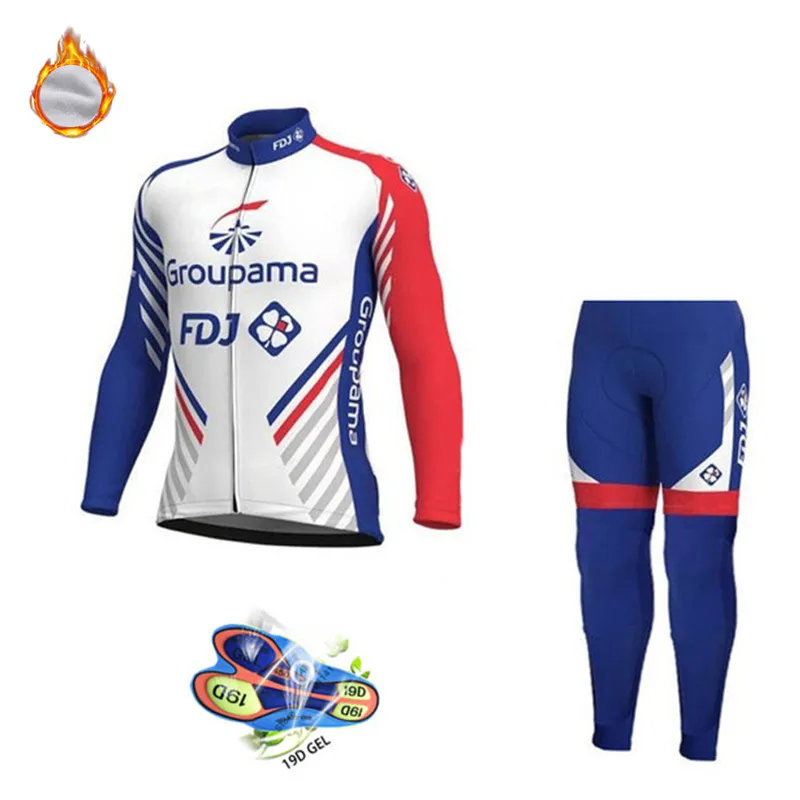2020 FDJ Pro Team зимний термальный флисовый Трикотажный костюм с длинным рукавом