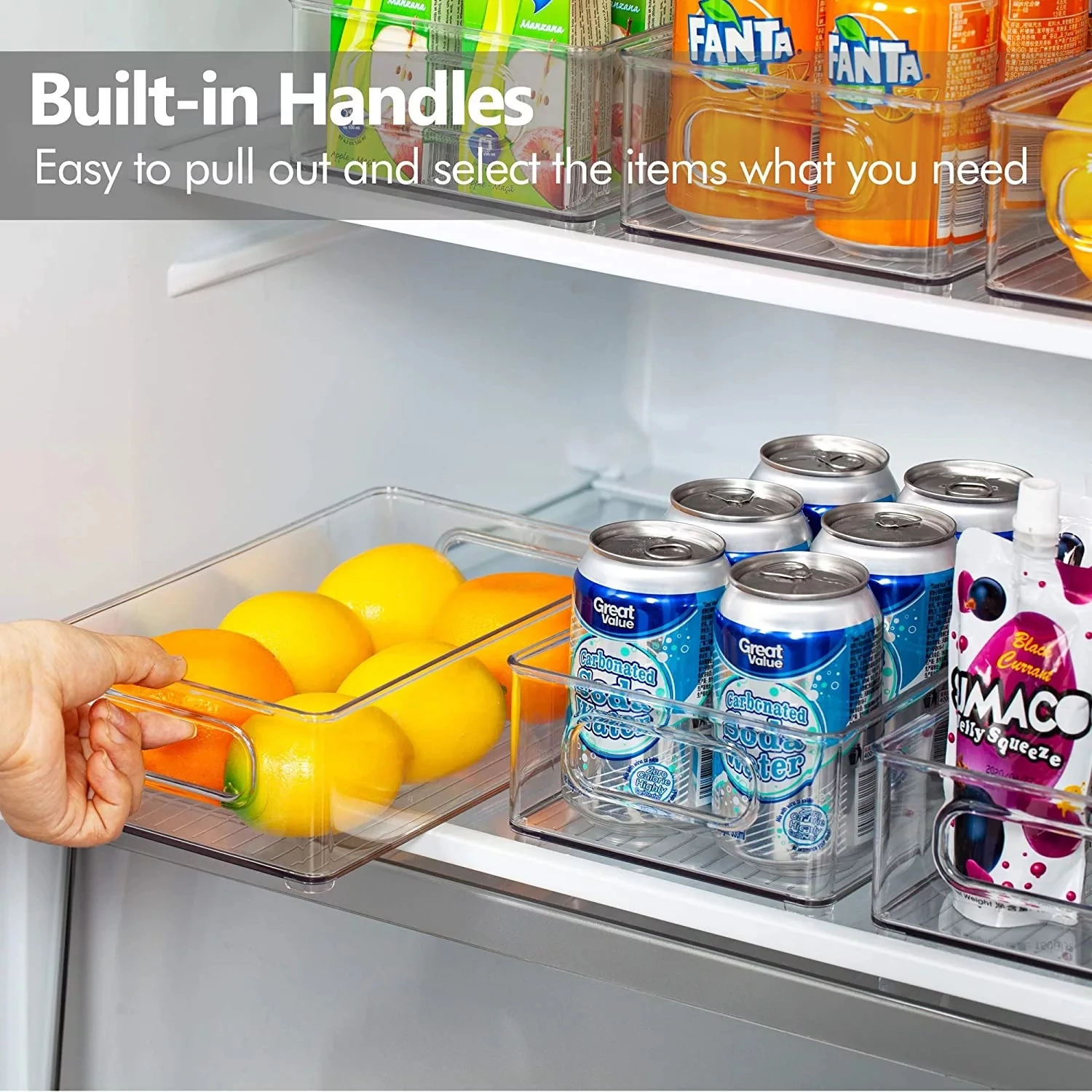 Refrigerator Organizer Bins 4pcs Stackable Clear Plastic Organizers Handles  Fridge Pantry Kitchen Cabinet Food Storage Container - AliExpress