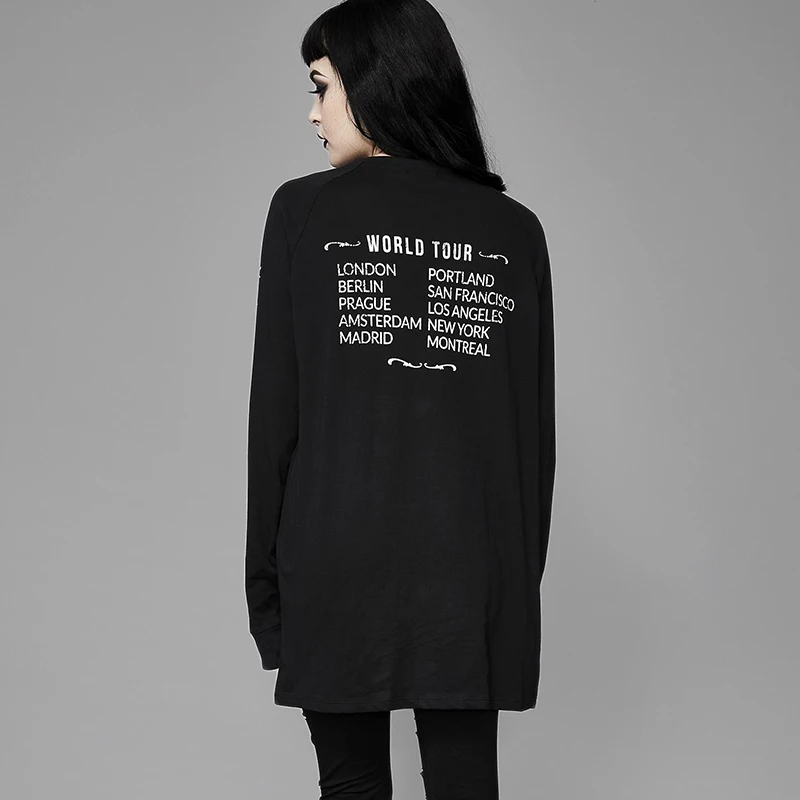 InstaHot Black Rose Letter Printed Oversize Sweatshirts Loose Women Round Neck Autumn Spring Gothic Punk Streetwear Pullovers