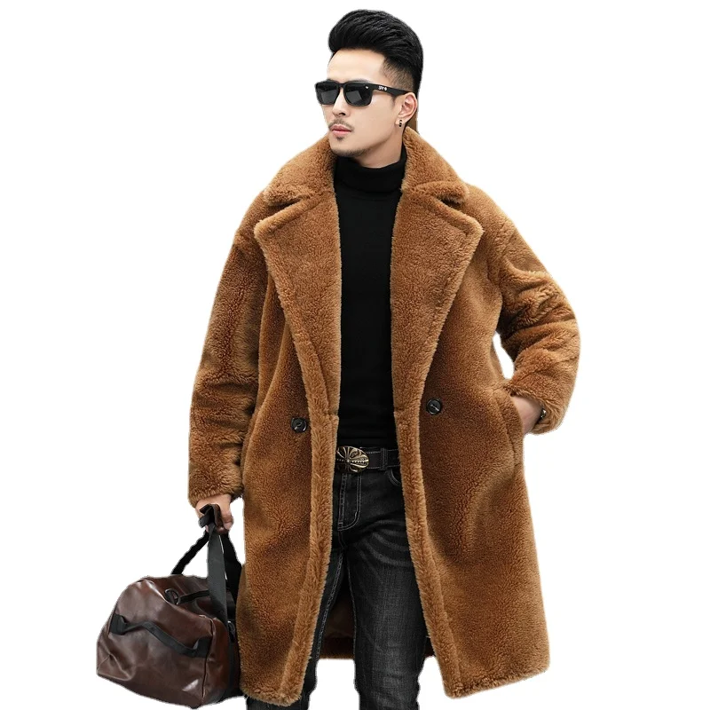 

S-6XLNew Fashion Winter Men's Clothing Plus Size Leisure Sheep Shearing Faux Fur Coat
