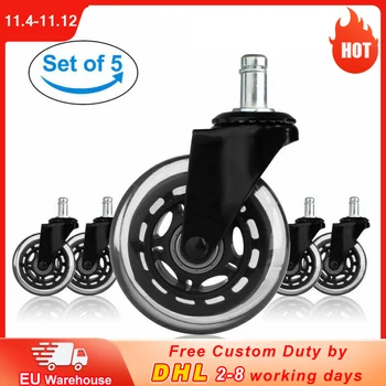

Office Chair Caster Wheels 5PCS 75mm Replacement Swivel Office Chair Swivel Safe Rollers 360 Degree Wheels Furniture Hardware