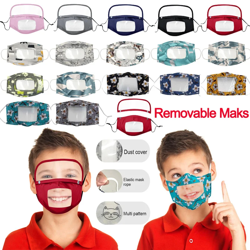 

Children's Scarf Mask With Clear Screen Transparent Mouth Cover Visible Expression For The Deaf And Hard Of Hearing Kids Masks