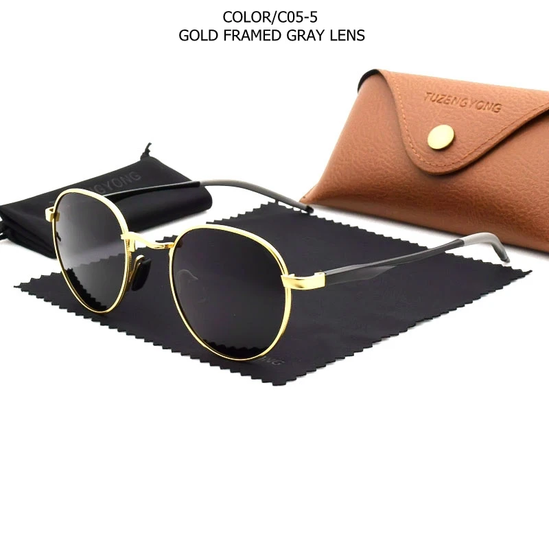 Polarisierte Sonnenbrille Gothic Steampunk Vintage Rund Uv400_voghion.com