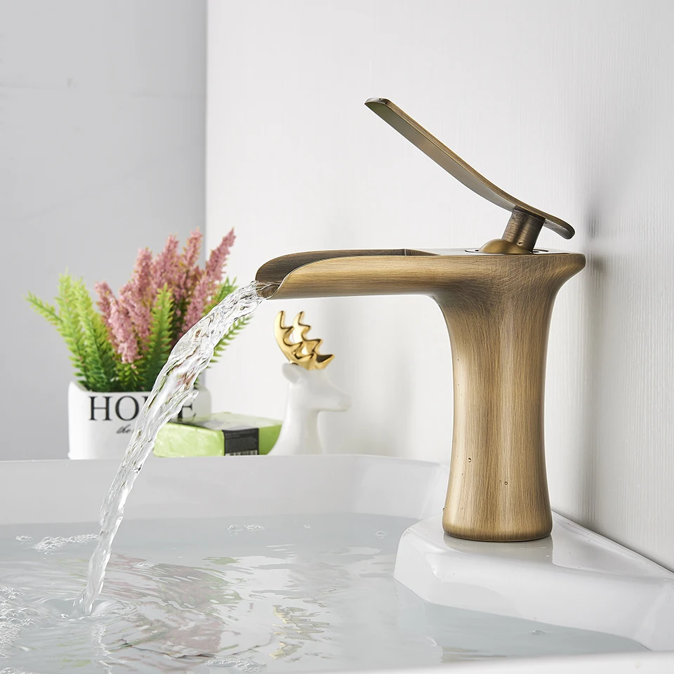 Basin Faucets Single handle Bathroom Mixer Tap Bath Antique Brass Sink Water Crane Silver Taps basin faucet bathroom faucet