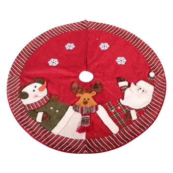 

Christmas Tree Skirt Cute Santa and Snowman Dolls Design Tree Skirt Plush Xmas Tree Skirt Tree Decoration for Christmas UND Sale