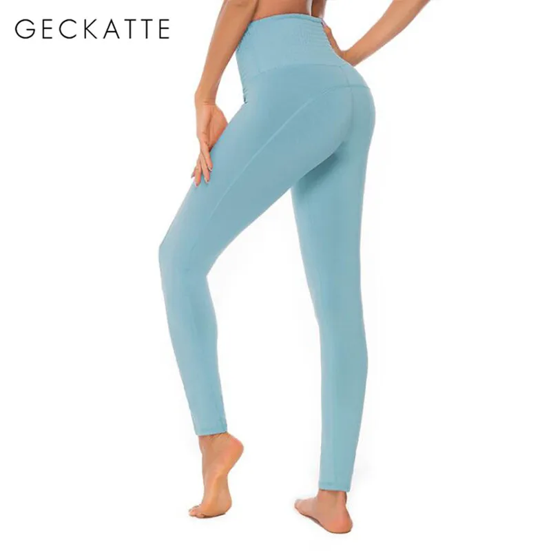 GECKATTE, розовые штаны для бега и фитнеса, женские эластичные леггинсы для тренировок и занятий спортом, женская одежда с высокой талией для активных занятий в тренажерном зале, новинка, леггинсы