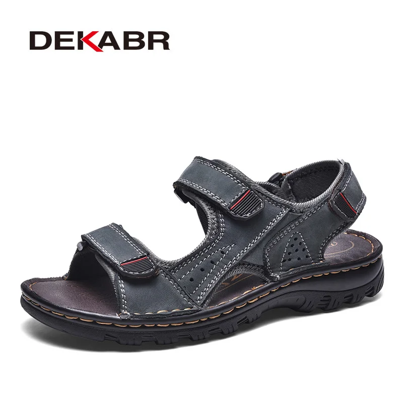 Men Sandals Breathable Genuine-Leather DEKABR Casual-Shoes Fashion 38-47 Sapatos Masculinos