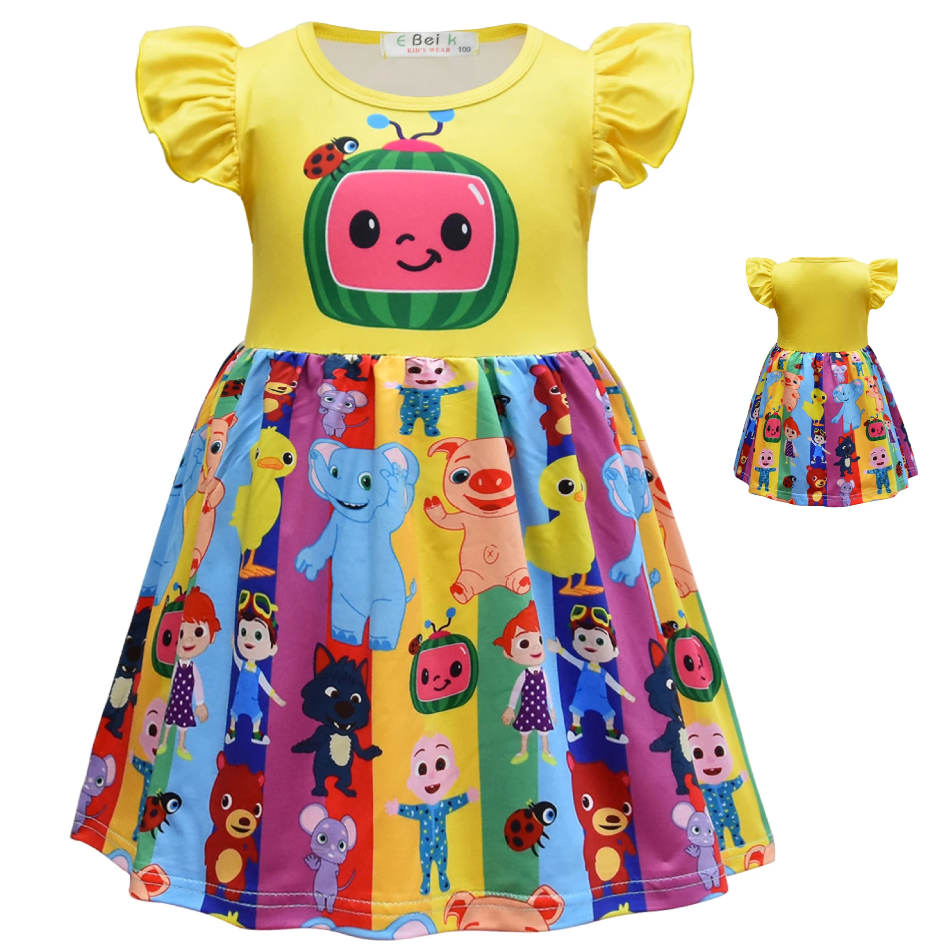naruto costume Kids Girls Dress Trolls Cosplay Children's Clothing Summer Cartoon Print Fly Sleeve Princess Dresses Birthday Party Clothes Kids halloween outfits