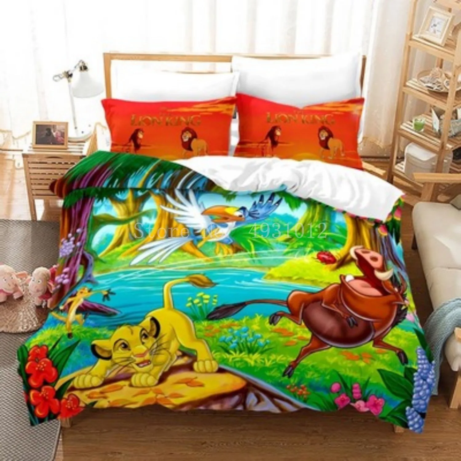 Lion Animal Funda nórdica para niños Funda de cama de dibujos animados con  fundas de almohada 75 x 50 cm