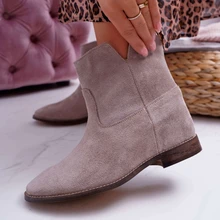 Женские ботинки; сезон осень-зима; модные ботинки на плоской подошве; женская обувь; женские кожаные пикантные ботильоны на молнии; Botas Mujer