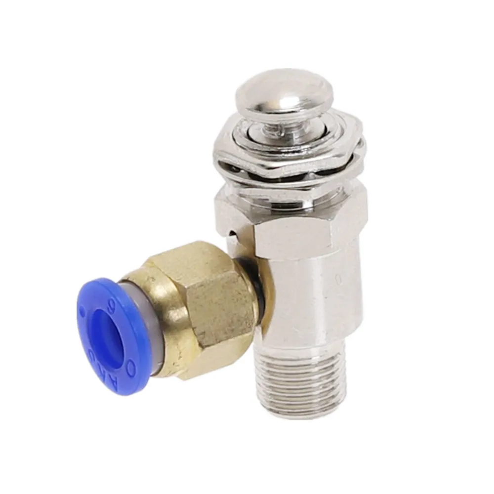 

Exhaust valve 2 Position 3 Way M5 Female 1/8" Male Thread Button Switch TV-3P Air Pneumatic Mechanical Valve w Fiittings