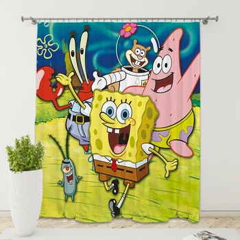 

Spongebob 3D Printed Curtain Kids Bedroom Living Room Curtain Home Decoration Parlour Room Blackout Curtains