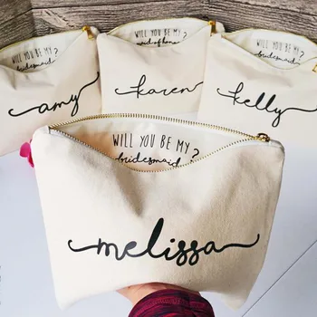 

Personalized makeup Bag - Inside Message - Bridesmaid Bag - Bridesmaid Gift - Bridesmaid Proposal - Bridal Clutch