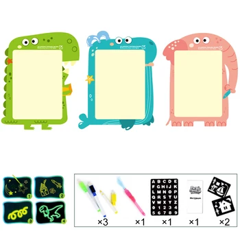 

Kids Drawing Board Set Children Funny Toys Draw With Night Light Writing Educational Language Toys with 4 Pens Dropship