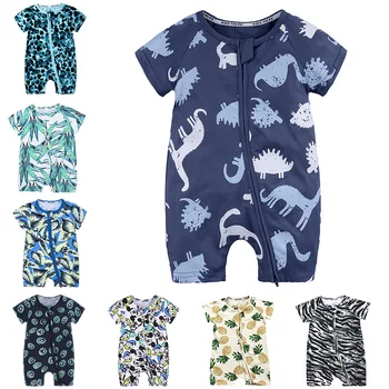

Summer Infant Baby Romper Short Sleeve Animal Floral Print Zipper Rompers Cotton Girl Boy Jumpsuit Kid Newborn Baby Clothes 0-3T