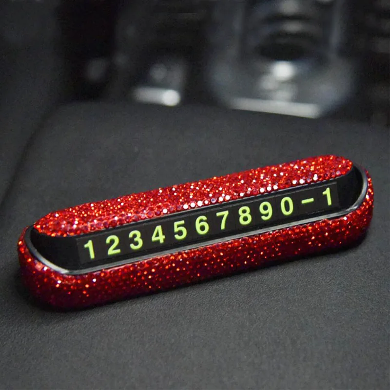 Red Diamond Аксессуары для салона автомобиля для женщин, кожаный чехол на руль со стразами, держатель для автомобиля, коробка для салфеток, универсальное украшение - Название цвета: Red Diamond