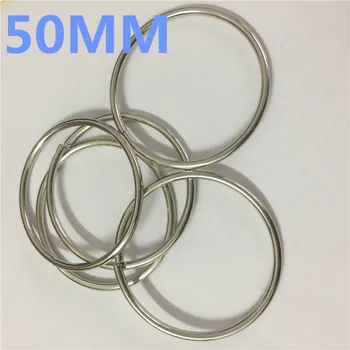 

100PCS 50mm 2 "Silver Round Non Welded Metal O Ring Nickel Plated Backpack Collar Harness Rings Bag Parts Accessories