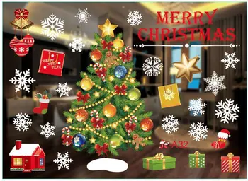 

Merry Christmas Window Glass Wall Stickers 2020 Festival Wall Decals Santa Murals New Year Christmas Decorations for Home Decor