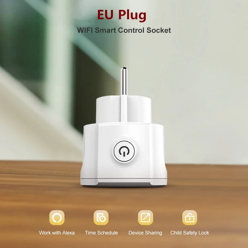 

Mini Smart WiFi Socket Timing Switch 16A 100-250V EU Plug Voice Remote Control Child Lock for Amazon Alexa Google Home IFTTT