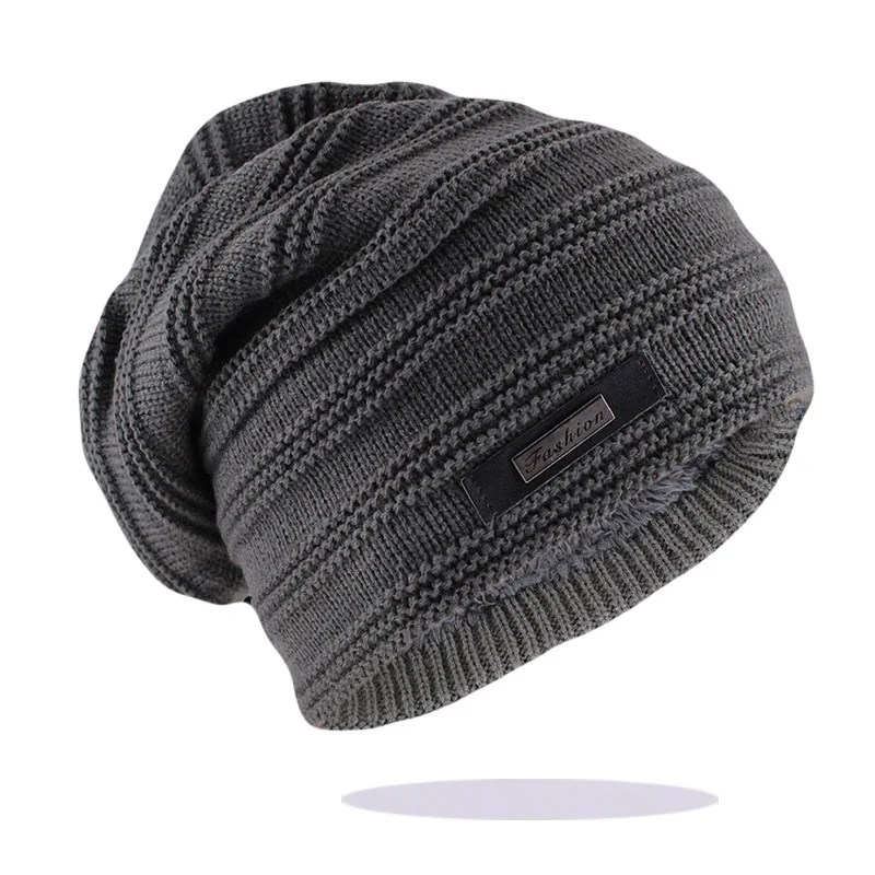 Новинка, Skullies Beanies, зимние шапки для мужчин, шарф, вязаная шапка, женская, мужская, Gorras, теплая, мягкая, на шею, шапочка, шапочка, шапка - Цвет: Серый