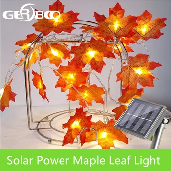 

LED Outdoor Solar Lamp Maple Leaf 30/60 LEDs String Lights Fairy Holiday Christmas Party Garland Solar Garden Waterproof Lights