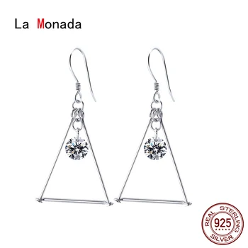 

La Monada Triangle Short Dangle Earrings For Women Silver Hanging Bead Fine Jewelry Drop Earrings Korean Silver 925 Women