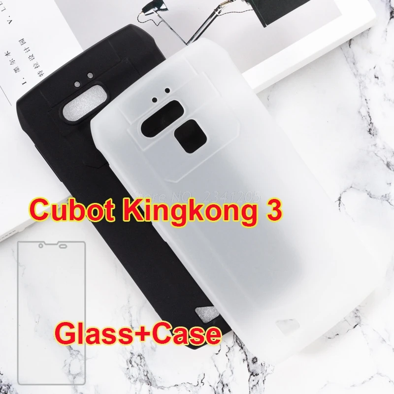 Силиконовый матовый чехол s для Cubot King Kong 3 мягкий из ТПУ с закаленным стеклом