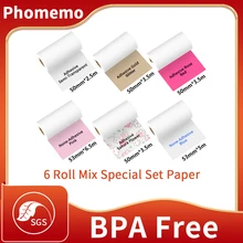 

Phomemo Thermal Photo Paper Sticky Notes Colorful Sticker for M02/M02S/M02Pro Adhesive Label Rolls Width 50/53mm Thermal Papers